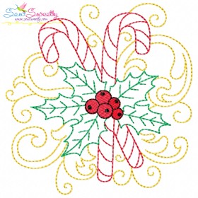 Christmas Candy Cane Filigree Embroidery Design