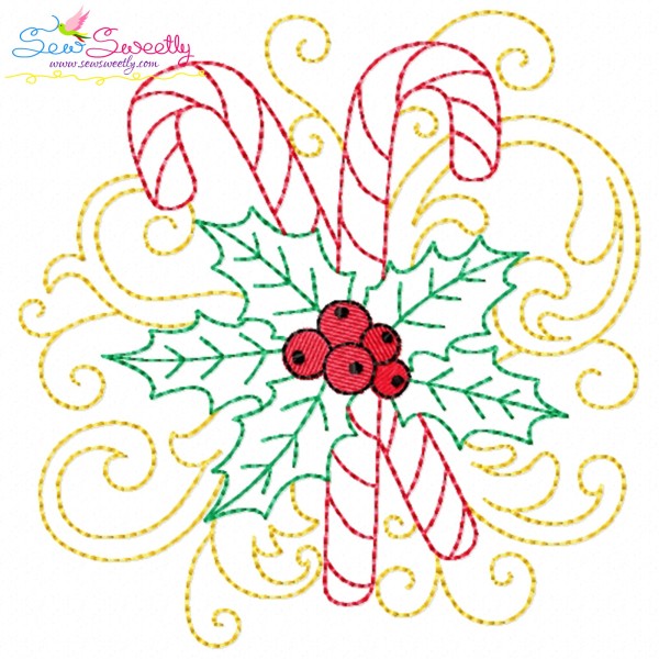 Christmas Candy Cane Filigree Embroidery Design