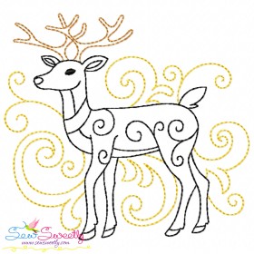 Christmas Deer Filigree Embroidery Design