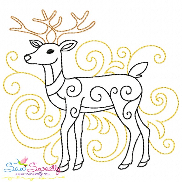 Christmas Deer Filigree Embroidery Design