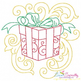 Christmas Gift Filigree Embroidery Design