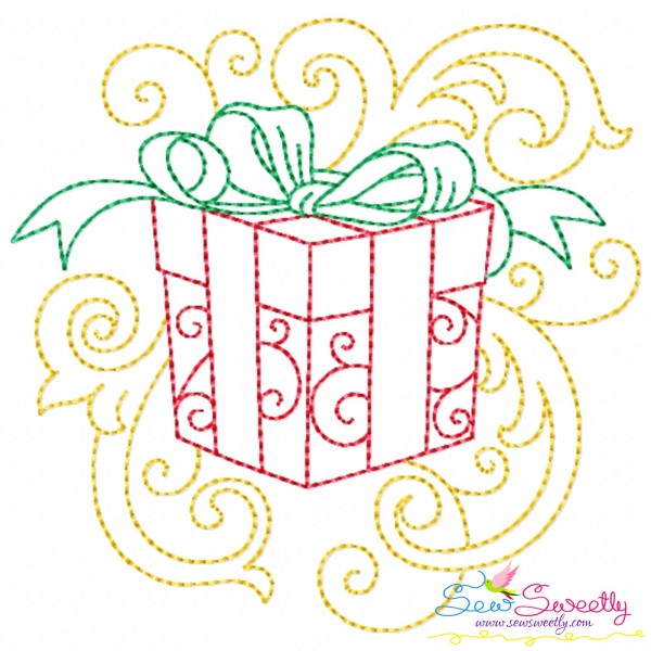 Christmas Gift Filigree Embroidery Design
