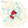 Christmas Holly Leaves Filigree Embroidery Design