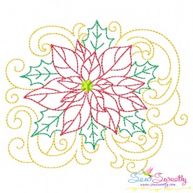 Christmas Poinsettia Flower Filigree Embroidery Design