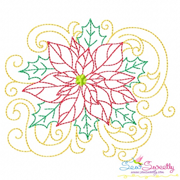 Christmas Poinsettia Flower Filigree Embroidery Design