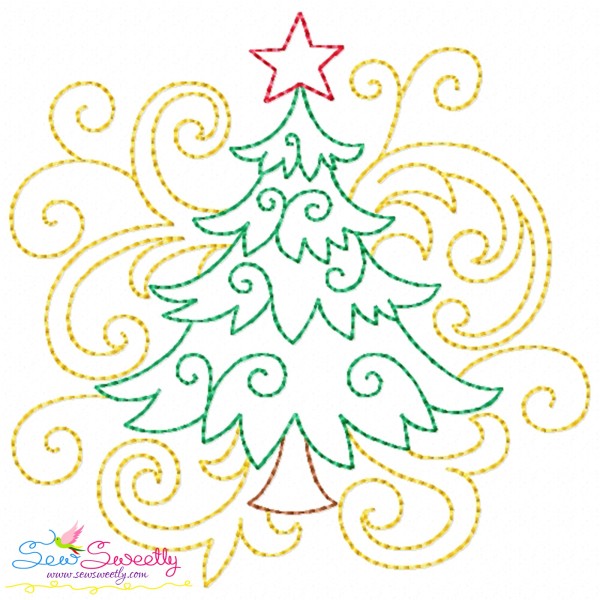 Christmas Tree Filigree Embroidery Design