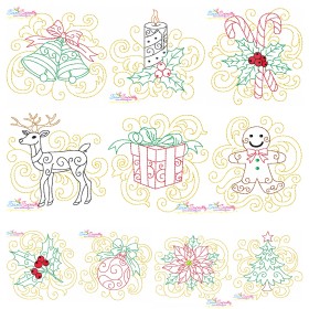 Quick Stitch Christmas Filigree Embroidery Design Bundle