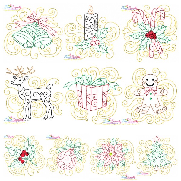 Quick Stitch Christmas Filigree Embroidery Design Bundle