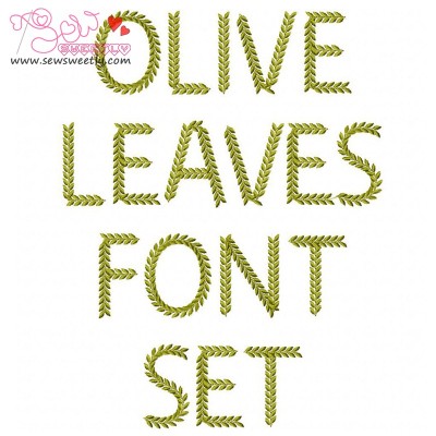 Olive Leaves Embroidery Font Set- 1