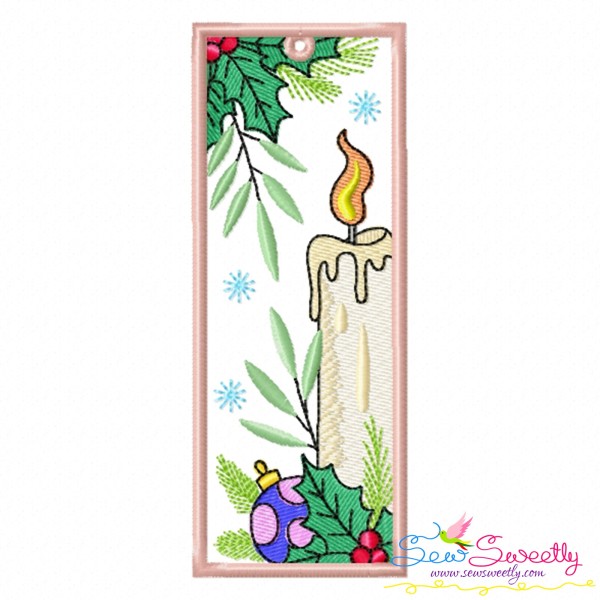 Christmas Bookmark Candle ITH Embroidery Design