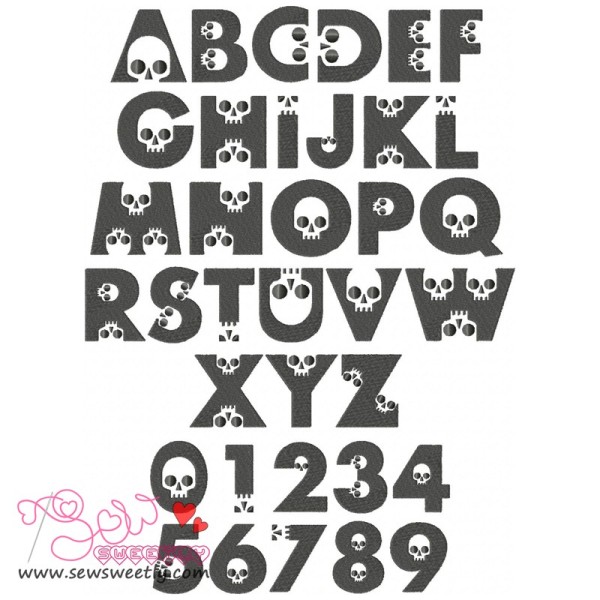 Skull Embroidery Font Set-1