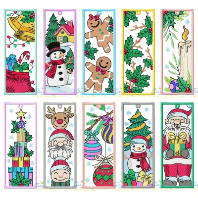 Christmas Bookmarks ITH Embroidery Design Bundle