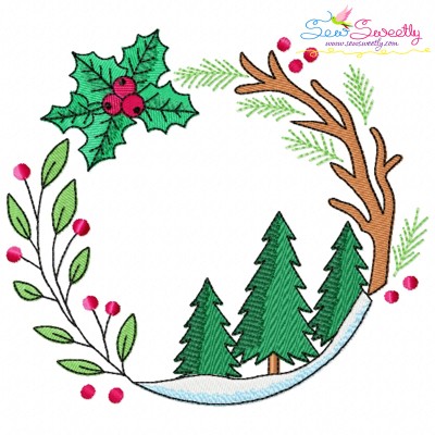 Christmas Wreath-5 Machine Embroidery Design