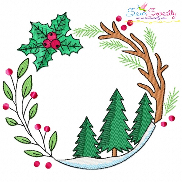 Christmas Wreath-5 Machine Embroidery Design