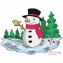 Christmas Snowman Winter Scene-10 Embroidery Design