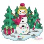 Christmas Snowman Winter Scene-9 Embroidery Design