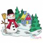 Christmas Snowman Winter Scene-7 Embroidery Design