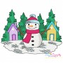 Christmas Snowman Winter Scene-6 Embroidery Design