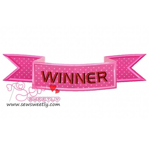 Winner Ribbon Applique Design Pattern-1