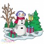 Christmas Snowman Winter Scene-5 Embroidery Design