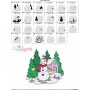 Christmas Snowman Winter Scene-4 Embroidery Design