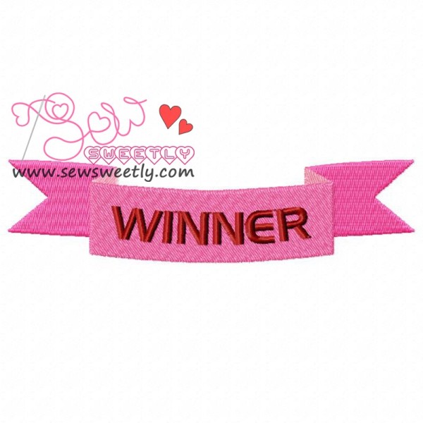 Winner Ribbon Embroidery Design Pattern-1
