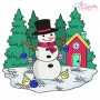 Christmas Snowman Winter Scene Machine Embroidery Design Bundle