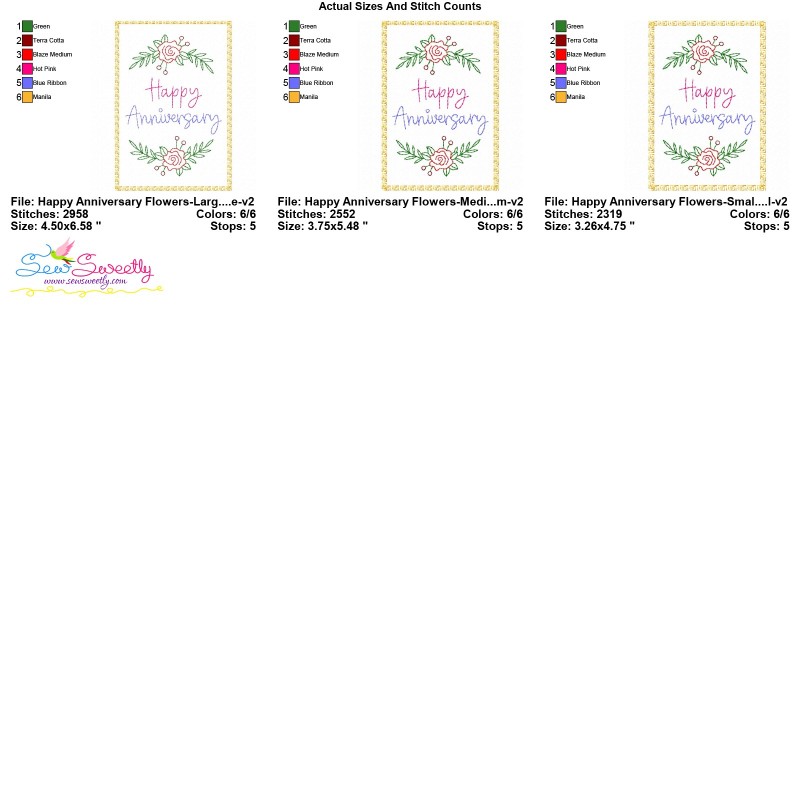 Cardstock Embroidery Design Pattern | Happy Anniversary Flowers