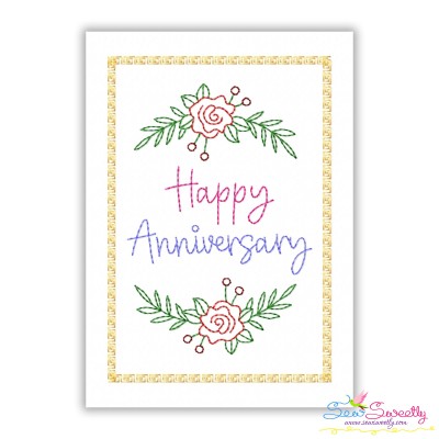 Cardstock Embroidery Design Pattern | Happy Anniversary Flowers