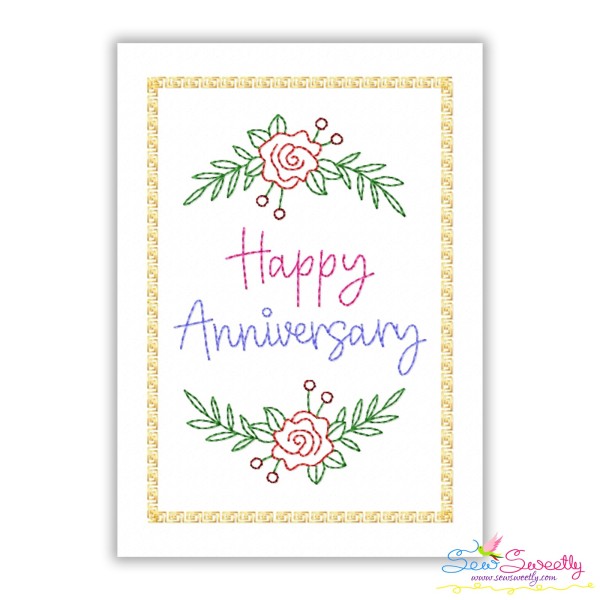 Cardstock Embroidery Design Pattern | Happy Anniversary Flowers