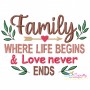 Family Where Life Begins And Love Never Ends Embroidery Design