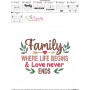 Family Where Life Begins And Love Never Ends Embroidery Design