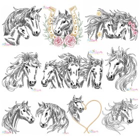 Quick Stitch Horses Machine Embroidery Design Bundle
