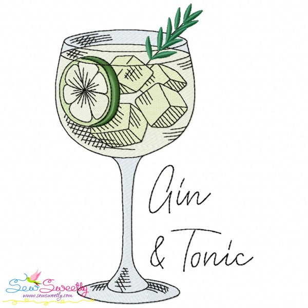 Gin And Tonic Cocktail Embroidery Design