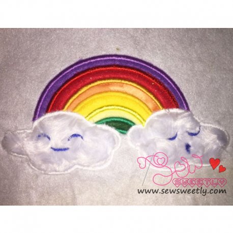 Rainbow With Clouds Applique Design- 1