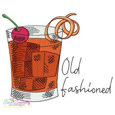 Old Fashioned Cocktail Embroidery Design