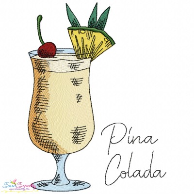 Pina Colada Cocktail Embroidery Design