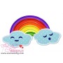 Rainbow With Clouds Applique Design Pattern-3