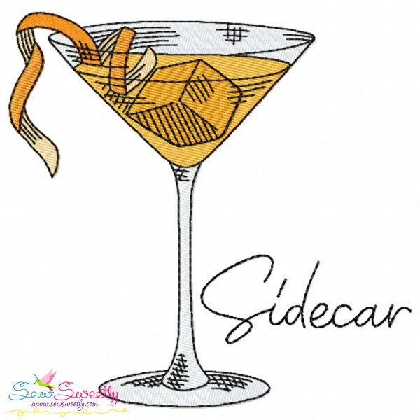 Sidecar Cocktail Embroidery Design