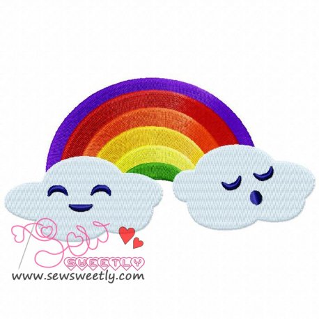 Rainbow With Clouds Embroidery Design Pattern-1