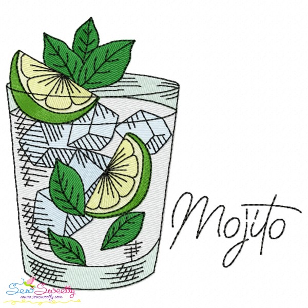 Mojito Cocktail Embroidery Design