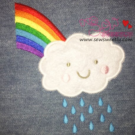 Rain Cloud With Rainbow Applique Design Pattern-1