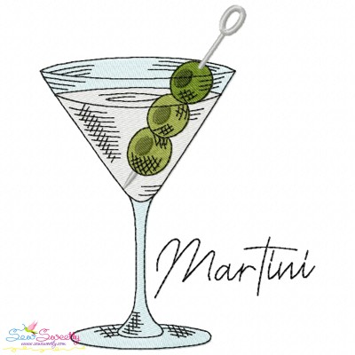 Martini Cocktail Embroidery Design