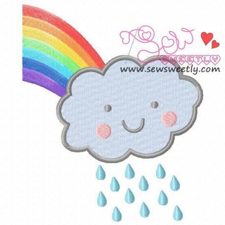 Rain Cloud With Rainbow Embroidery Design Pattern-1