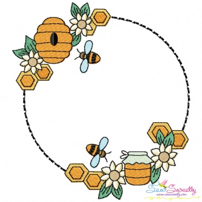 Bee Floral Frame - 5 Embroidery Design