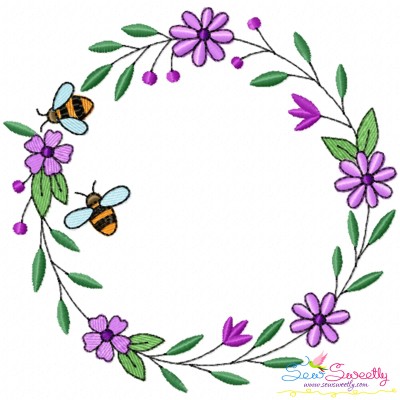 Bee Floral Frame - 1 Embroidery Design