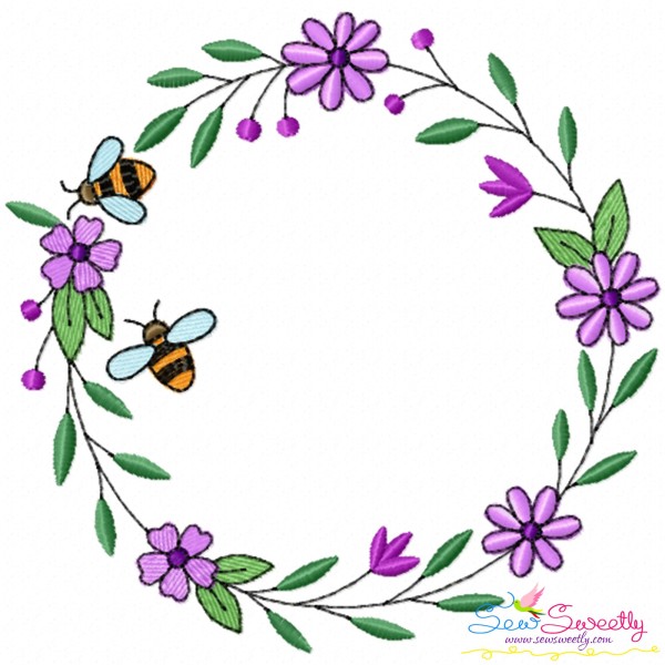 Bee Floral Frame - 1 Embroidery Design