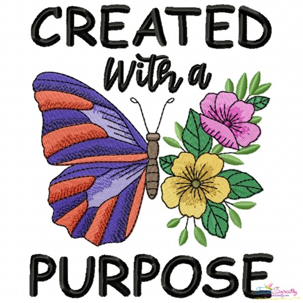 Created With a Purpose Motivational Quote Embroidery Design
