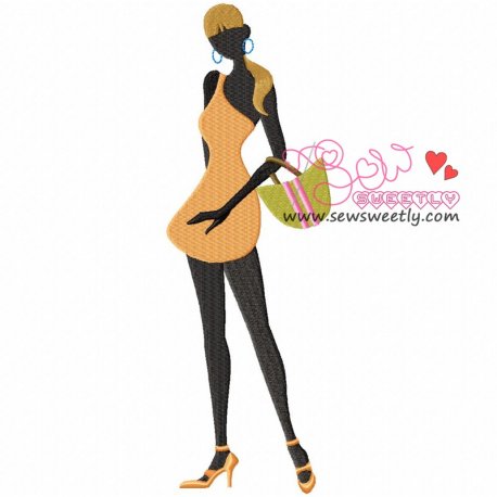 Shopping Lady-1 Embroidery Design Pattern-1