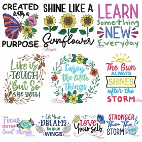 Motivational Quotes Embroidery Design Bundle